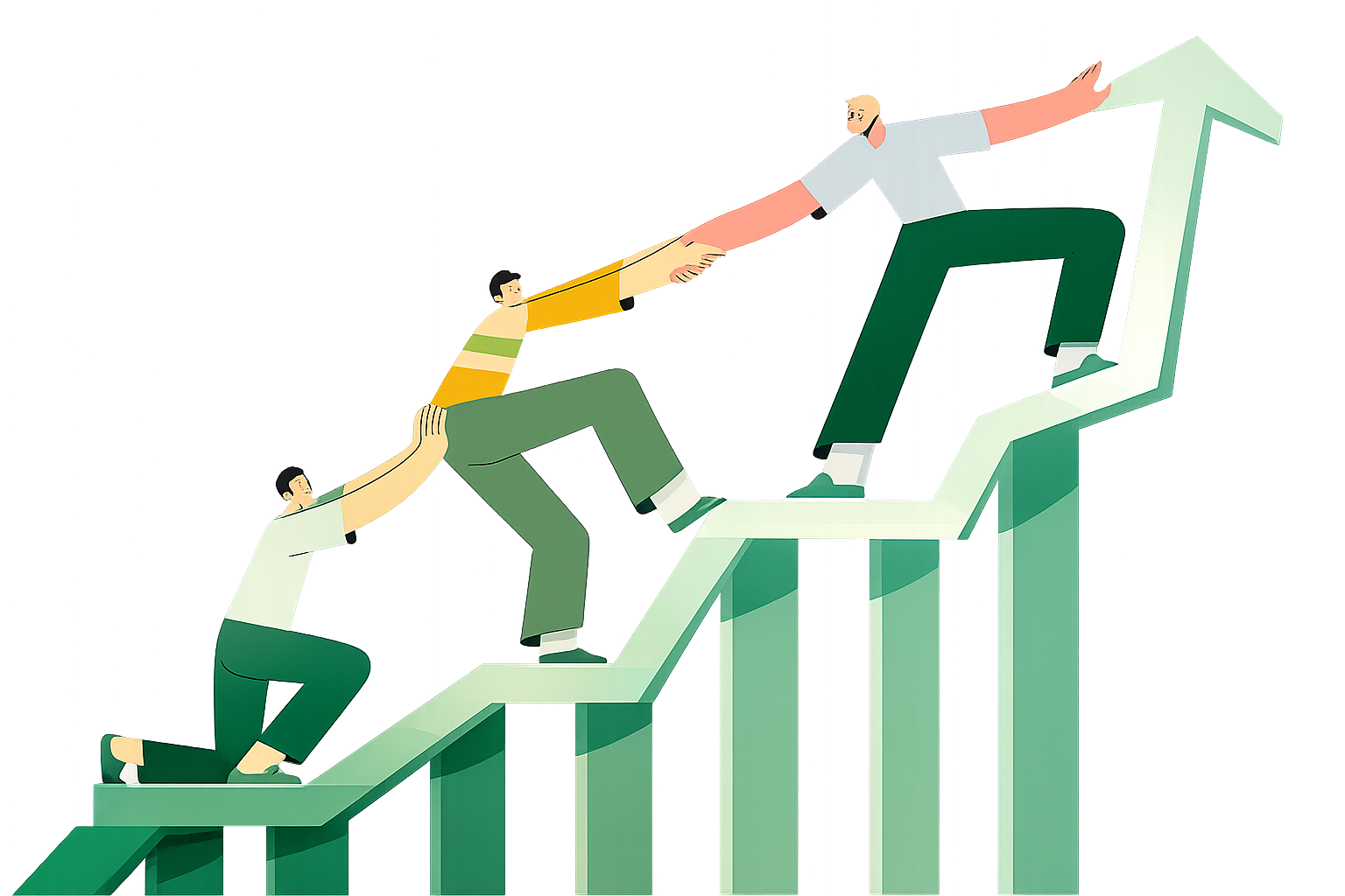 Digital business growth strategy and software development illustration
